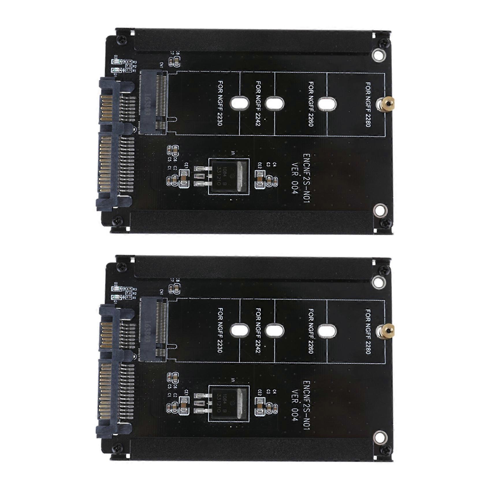 2X Black Case B+M Socket 2 M.2 NGFF (SATA) SSD to 2.5 SATA Adapter for 2230/2242/2260/2280mm M2 SSD