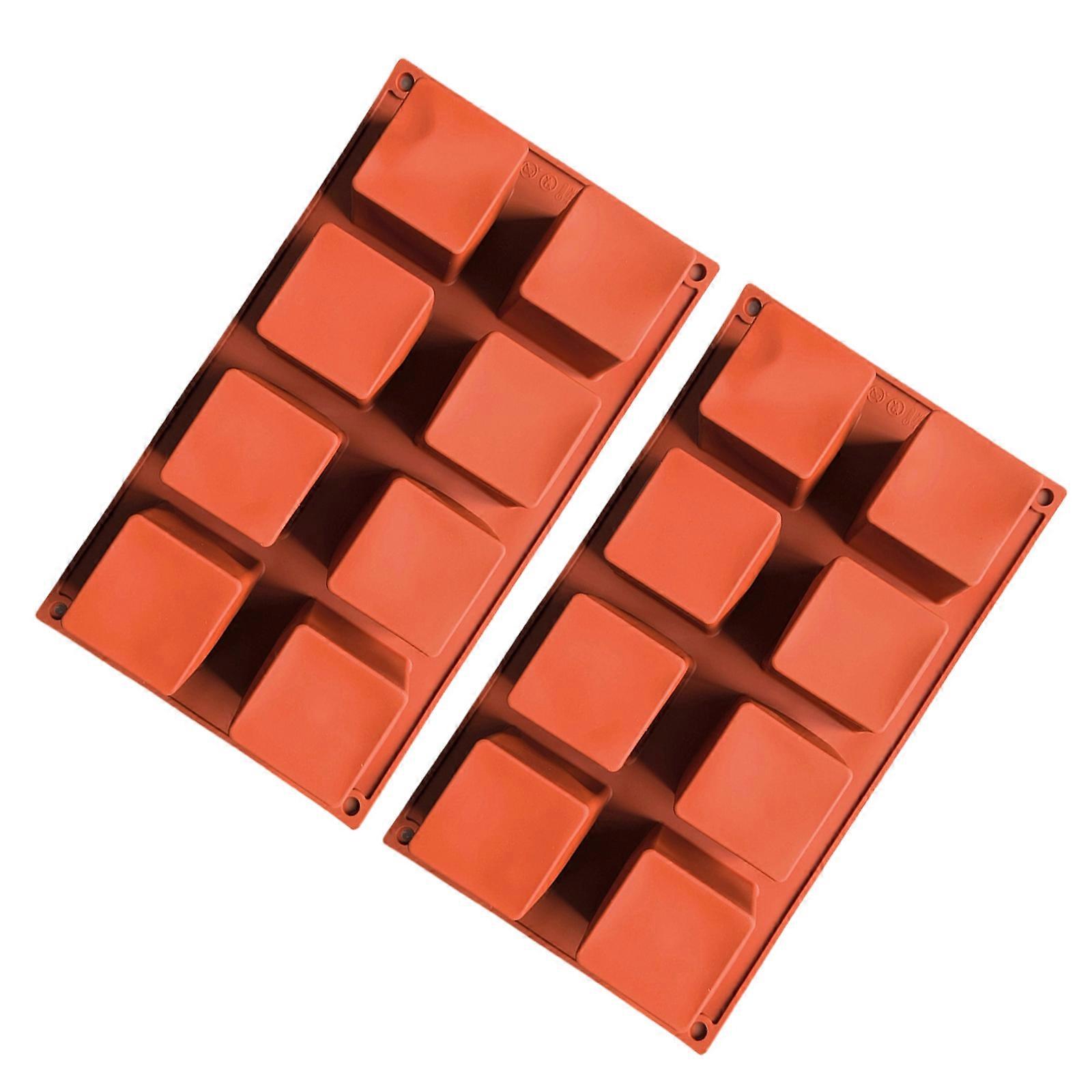 Easy Demold Square Baking Tray Functional Silicone 8 Cube Molds Tray for Chocolate Mousses and Dessert Pastries  brick red