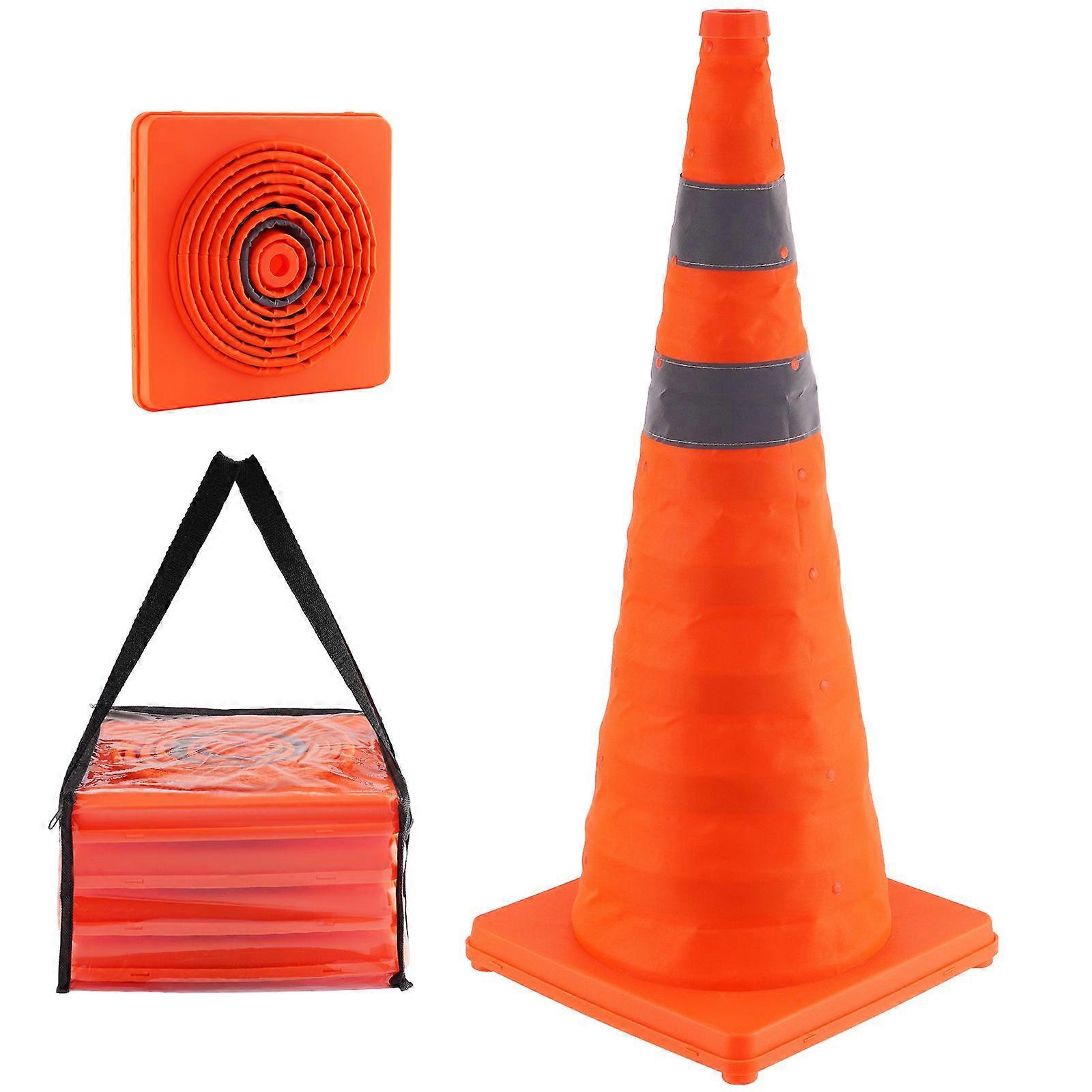 Safety Cones, 4 Pack 28 inch Collapsible Traffic Cones, Construction Cones with Reflective Collars, Wide Base and A Storage Bag