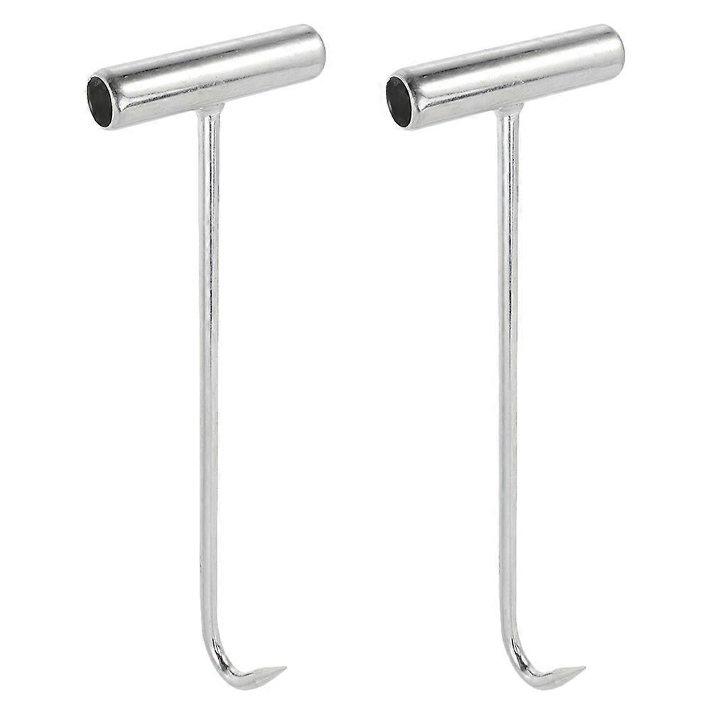 Manhole Cover Lifter Durable Rust-resistant Hook For Maintenance Work Silver 2Pcs