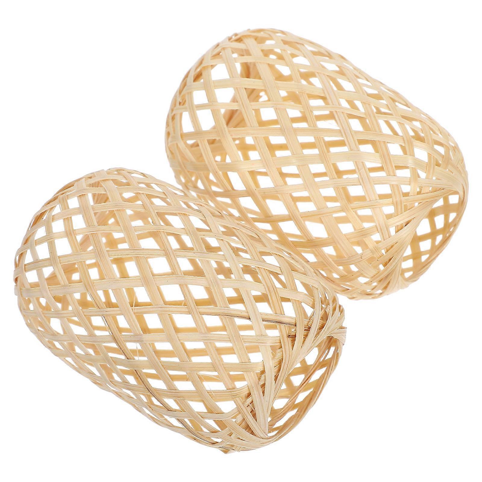 Mini Bamboo Lamp Shade for Soft 2Pcs Woven Lantern Covers