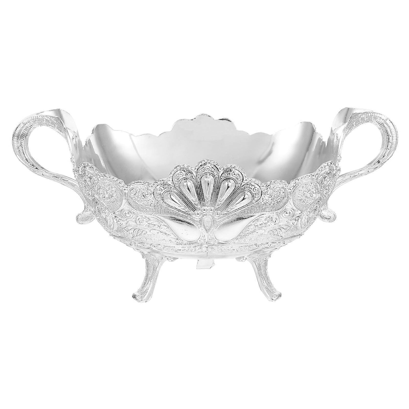 Fruit Bowl Silver for Kitchen Countertop Offering Plate