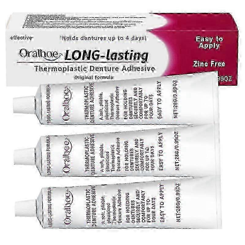 Non glue thermoplastic denture adhesive for secure fit w