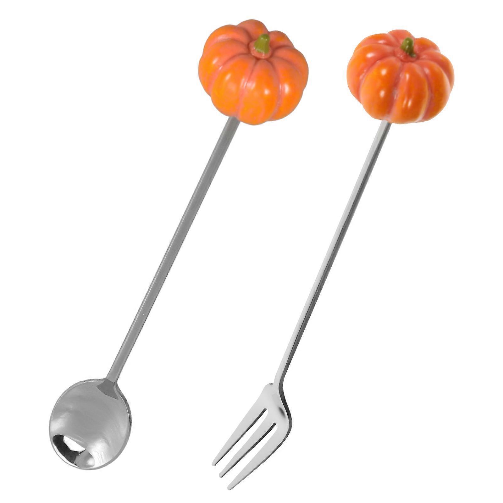 Multi-Color Stainless Steel Spoon and Fork Set for Dessert 1Set