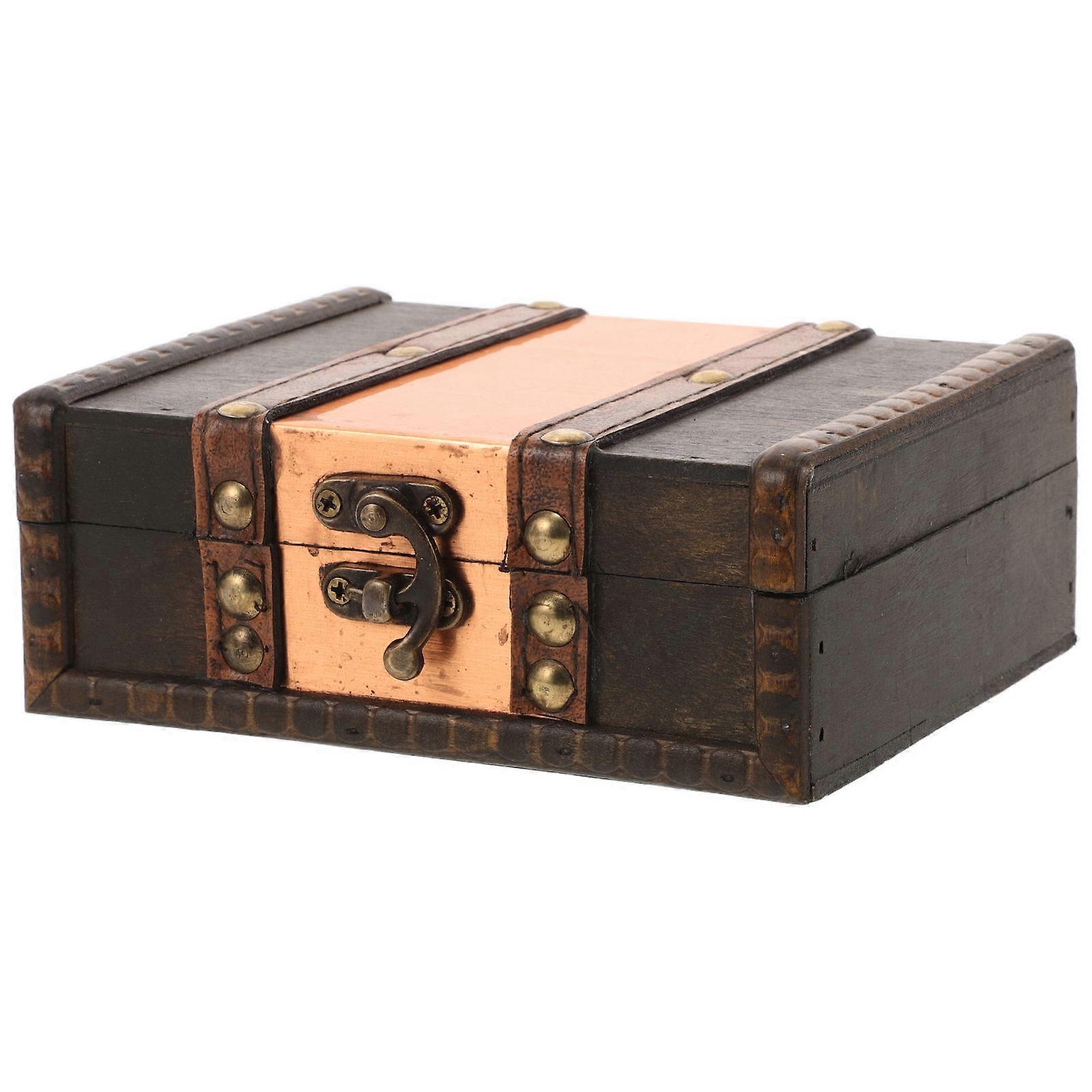 Wooden Jewelry Box with Lock for Storage 1 Piece Large Retro Design Storage Box