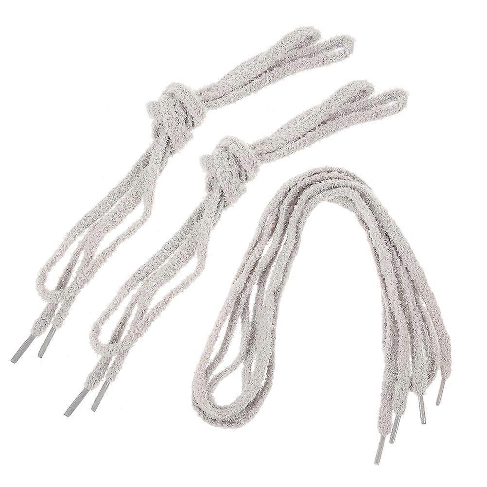 Plush Canvas Shoe Laces for Tying 2Pairs Grey Soft Fuzzy Athletic Shoe Laces