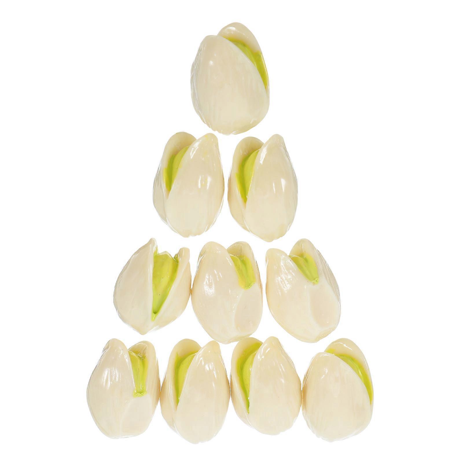 Decorative Artificial Nuts Pistachio Nut Model for Display 10Pcs White