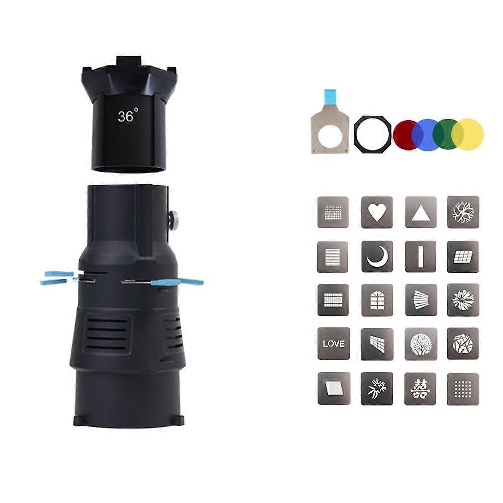 Focalize Conical Snoot for Bowens Mount Photography Photo Condenser with Built-in Geometric Sheet Shapes Gobo Filter 36°