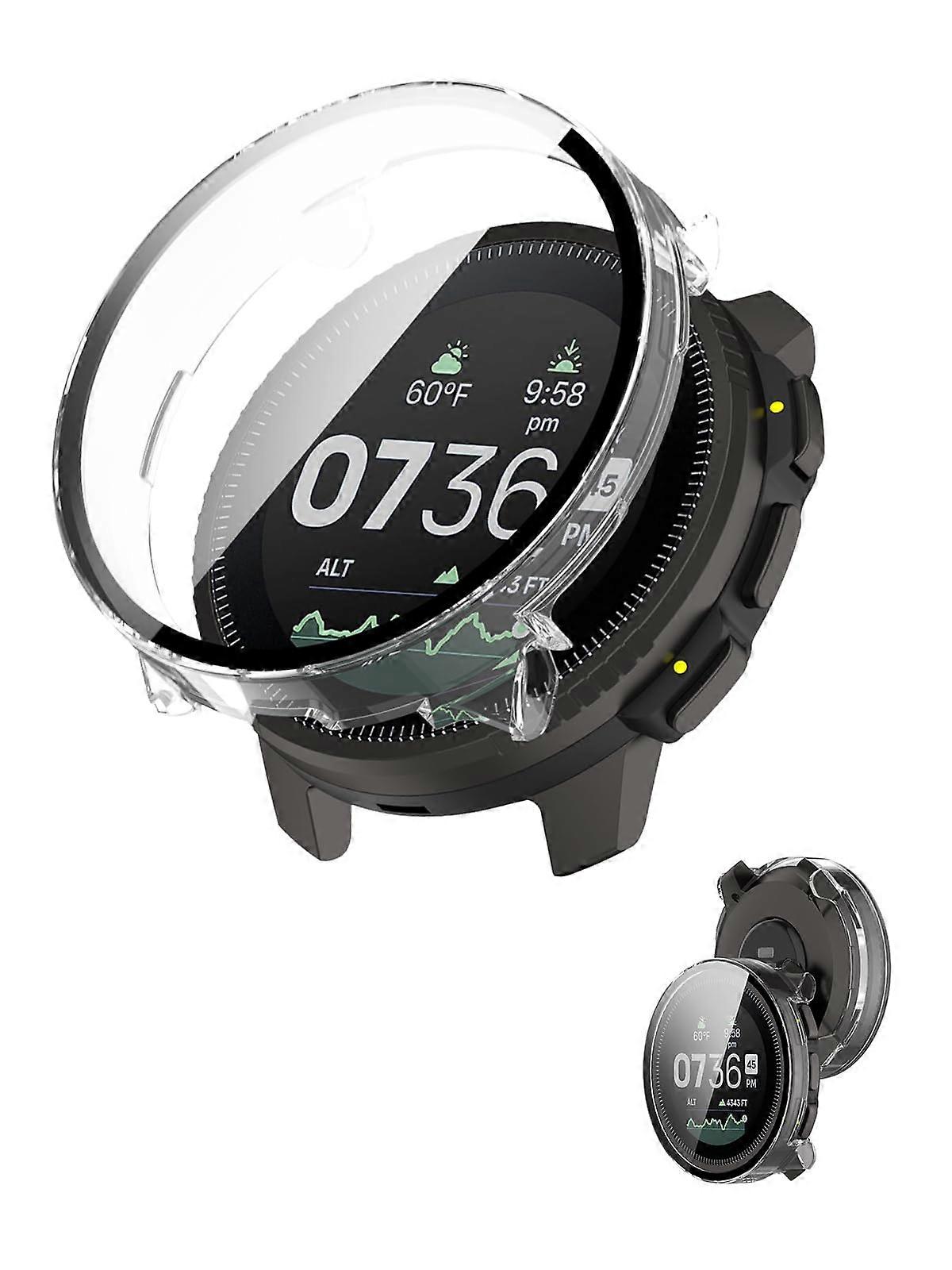 Case for SUUNTO Vertical 2 with 9H Tempered Glass Screen Protector, Hard PC Clear Cover 2 in 1 Protection