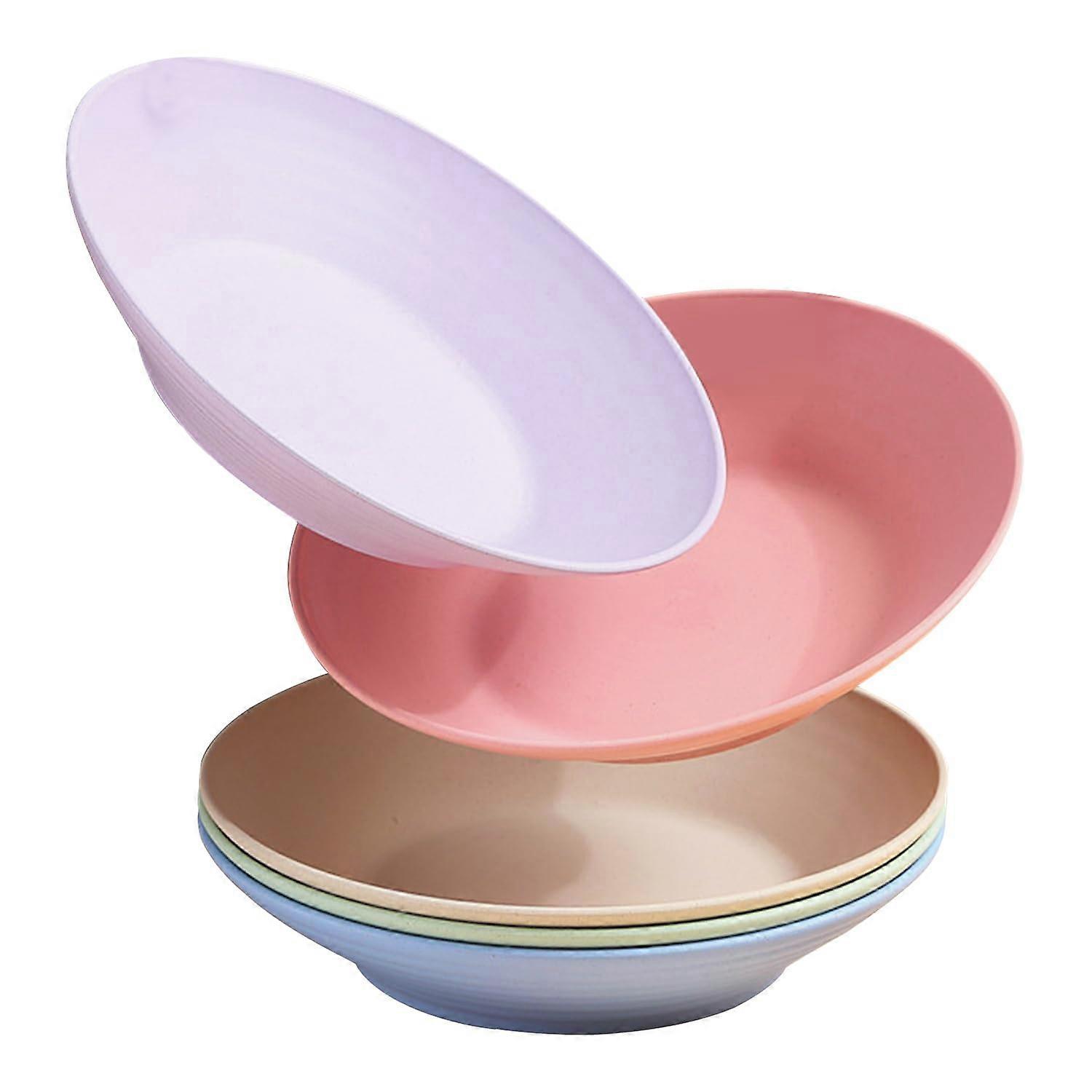 Wheat Straw Plates 9 Inch Unbreakable Plastic Dinnerware Microwave Dishwasher Safe 5 Piece Set