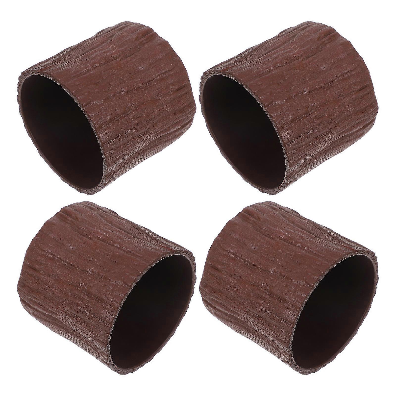 8Pcs Plastic Rustic Tree Stump Flower Pots for Planting Coffee Material