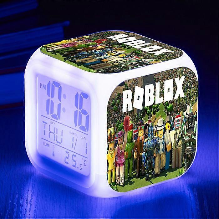 Roblox Colorful Alarm Clock Large Screen Digital Square Clock Creative Multi functional Electronic Clock