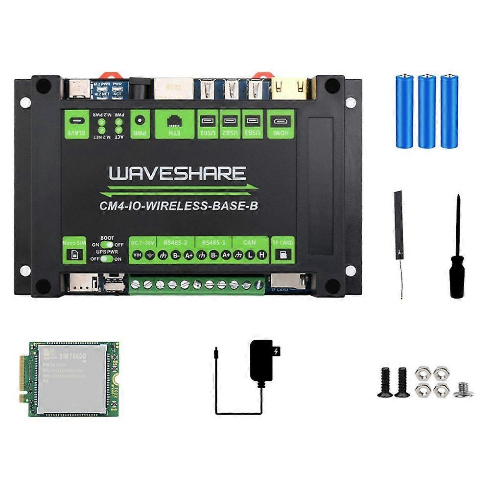 Waveshare CM4 Industrial Expansion Module with UPS Module 4G Module CM4-IO-WIRELESS-BASE for Raspberry Pi CM4 US Plug