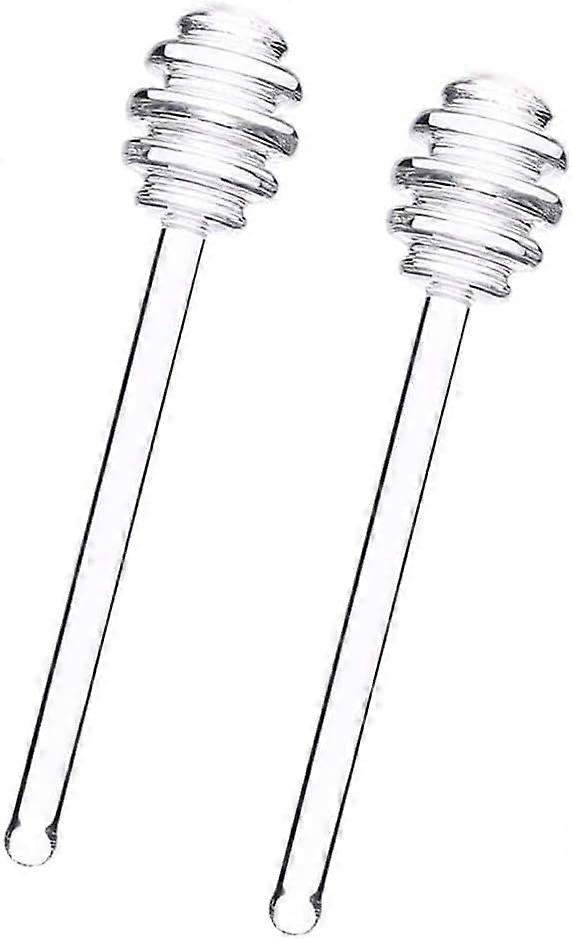 2Pcs Glass Honey Dipper Sticks 6 Inch Grooved Head Honey Spoon for Jar Drizzle and Serving
