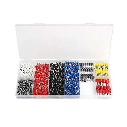 1200PCS Wire Crimp Connectors Copper Ferrules Kit 8AWG22AWG Insulated Cord Pin End Terminals