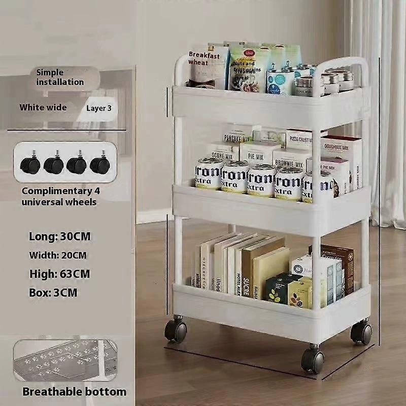 1pc 3/4-Tier Storage Rack with Wheels Space Saving Stackable Plastic Organizer for Bedroom Kitchen Multi Functional Utility Cart