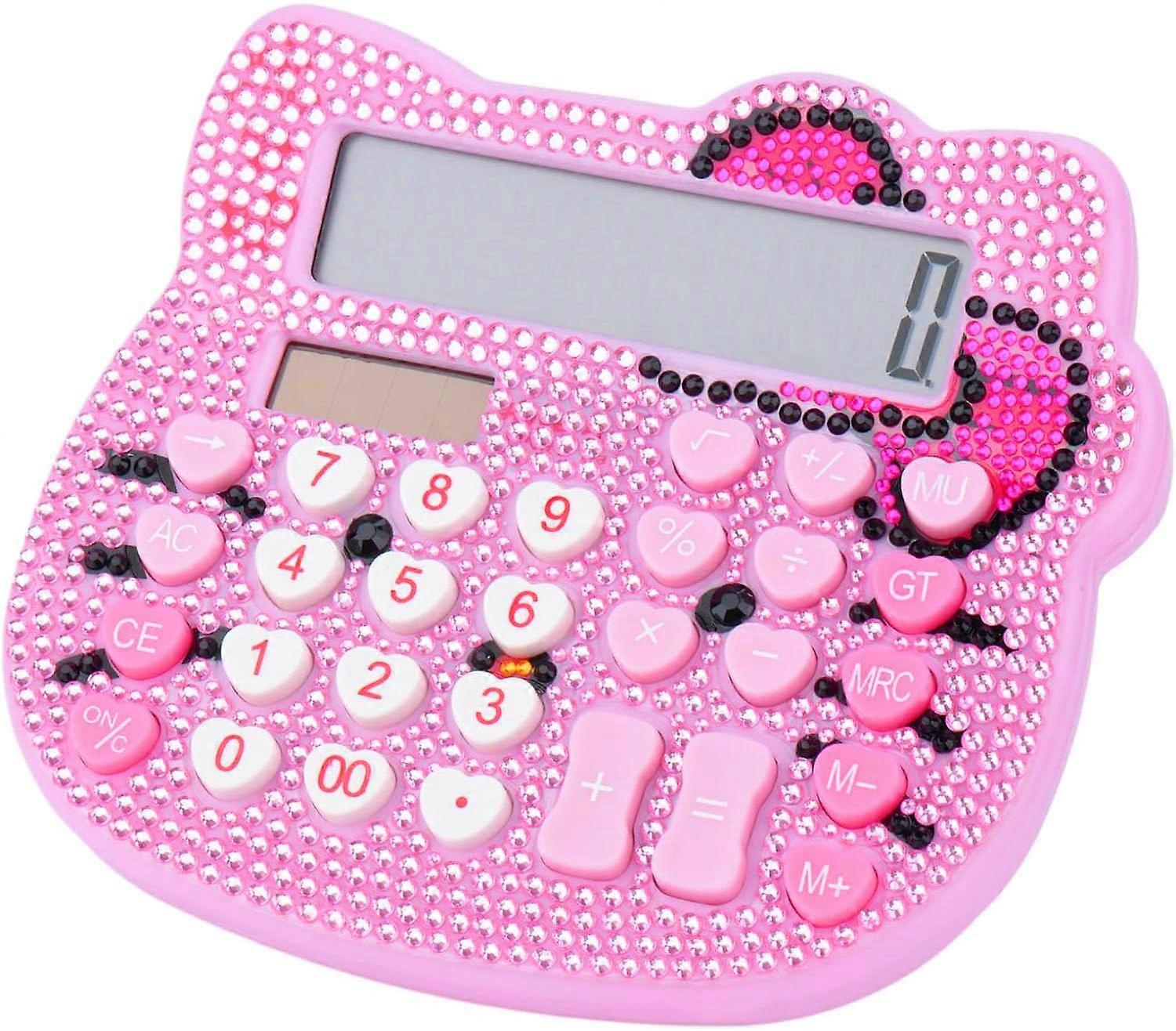 Desktop Calculator 12 Digit Large LCD Display Solar and Battery Power for Office Home School Pink