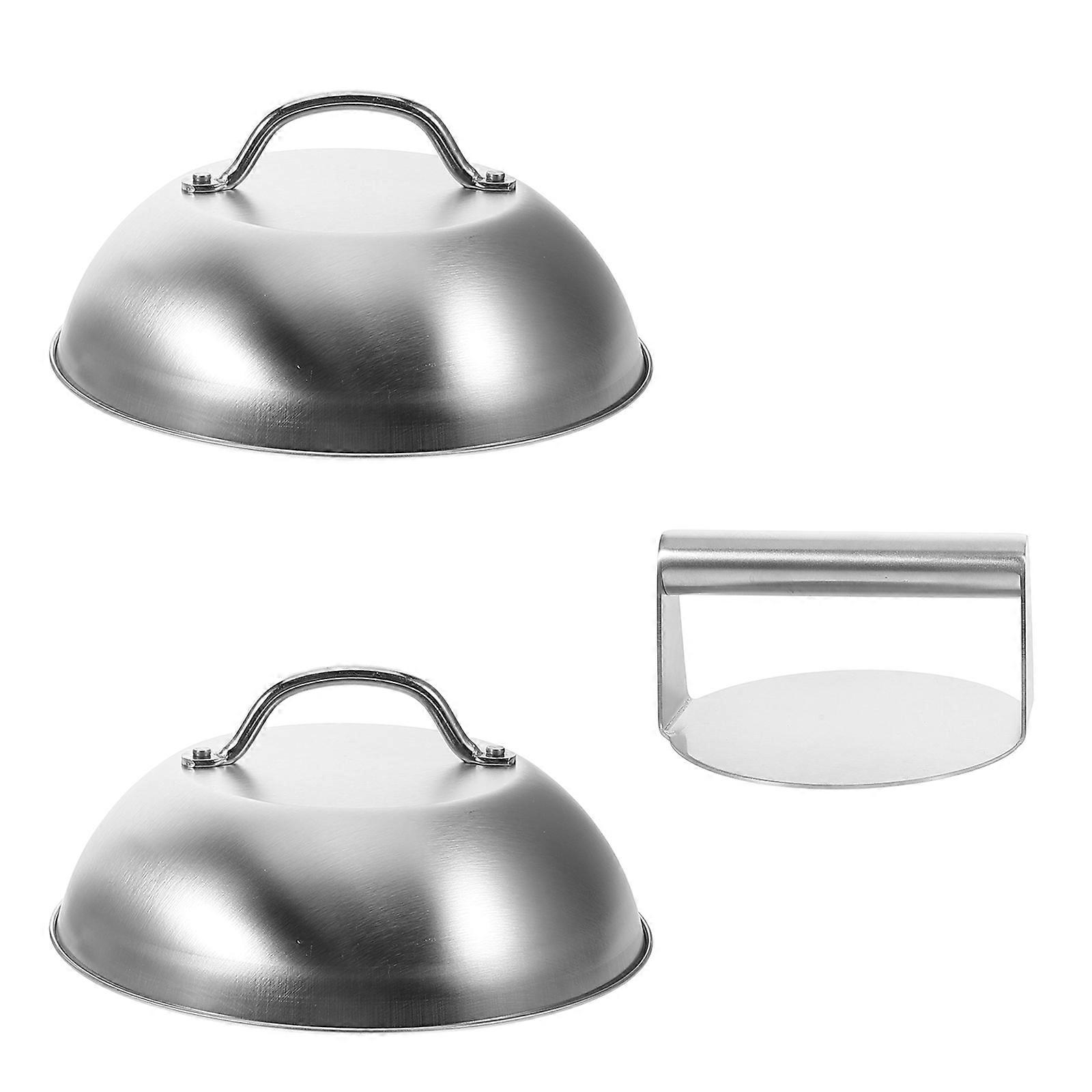 Stainless Steel Burger Press with Basting Cover for Griddle 1Set