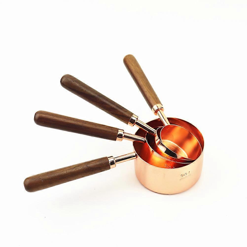 Wooden Handle Measuring Cup Set Ergonomics Design For Professional Users 4Pcs