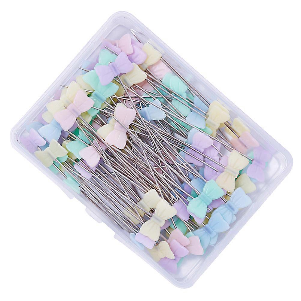 Flat Bowknot Head Sewing Pins Assorted Color DIY Projects Dressmaking 50Pcs