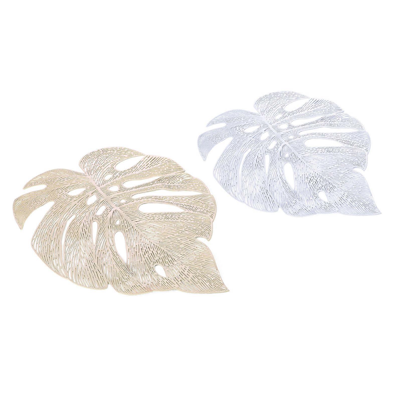 Hollow-Out Table Mat Leaf Placemat for Decor 2Pcs Household Use