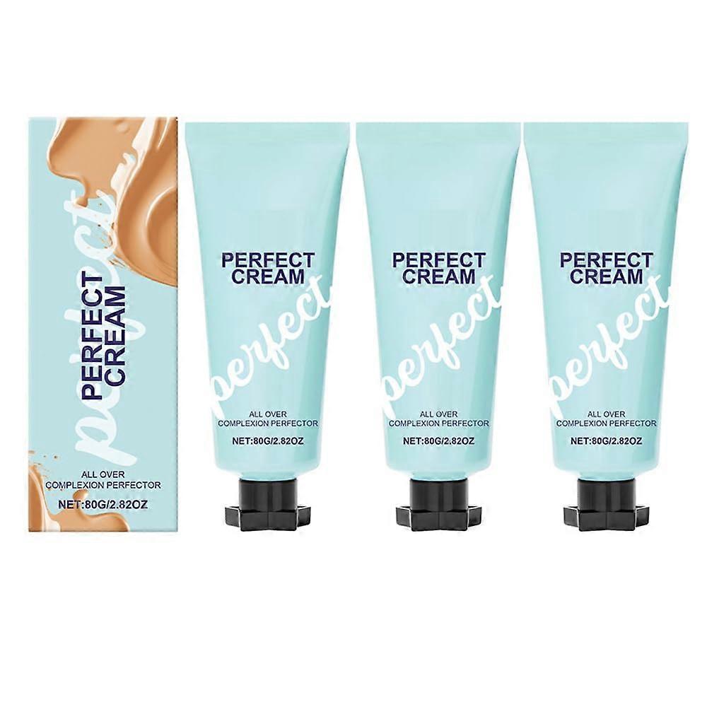 Full Coverage Concealer and Waterproof Foundation 80ml, LongLasting Hydrating Cream, 3 Pcs