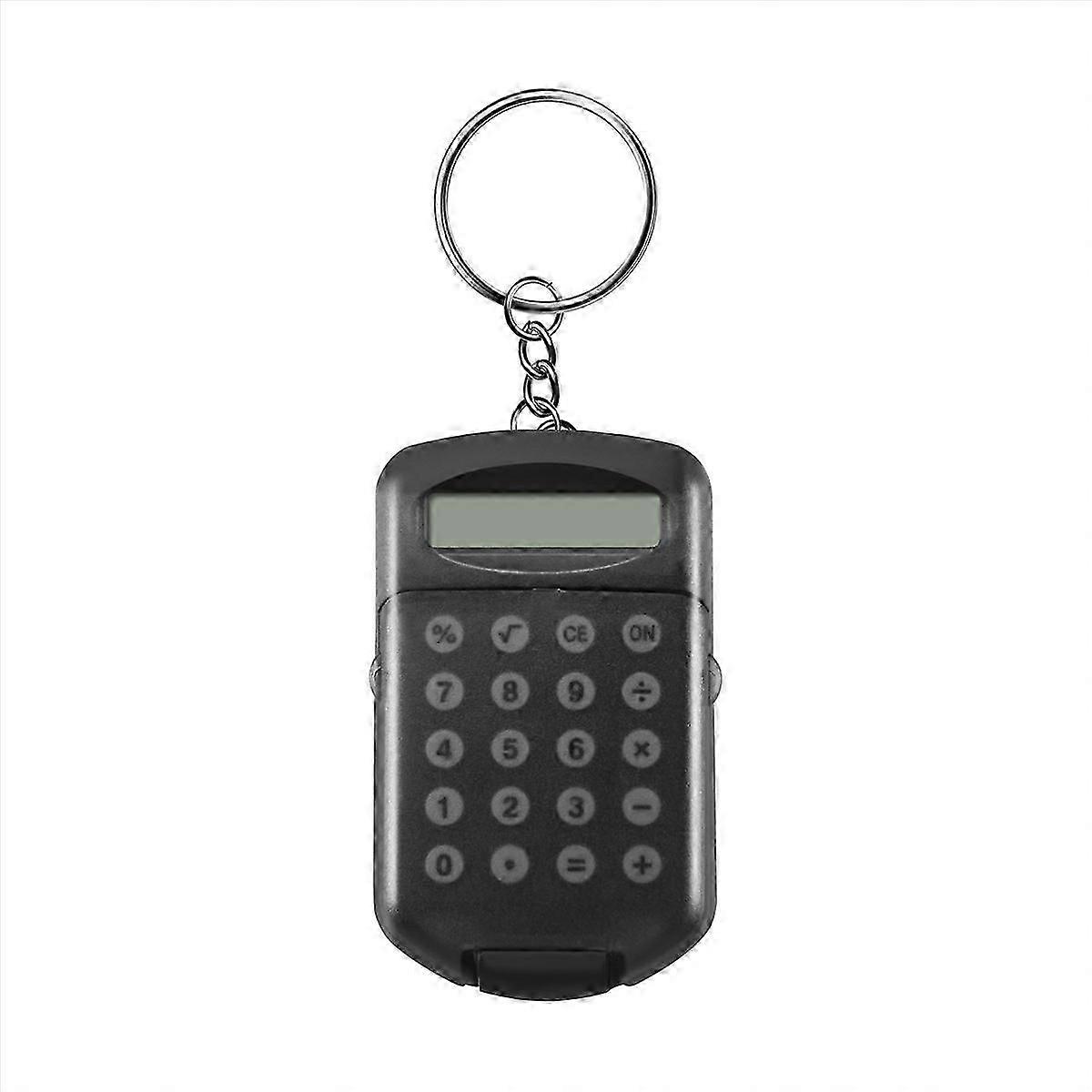 Gray Plastic Casing 8 Digits Electronic Mini Calculator w Keychain