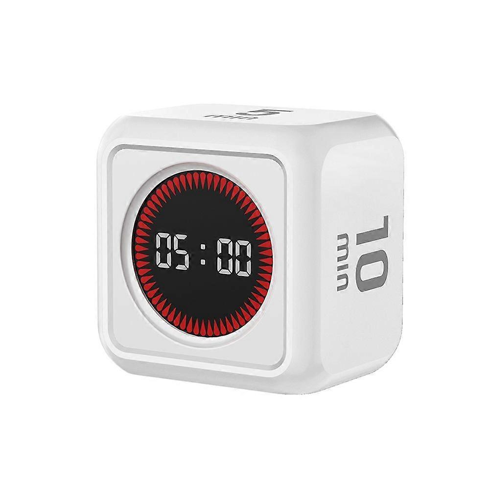 Digital Timer Gravity Sensor Flipping LED Display 4 Preset Time Rechargeable Cube Timer for Cooking Study Shower White