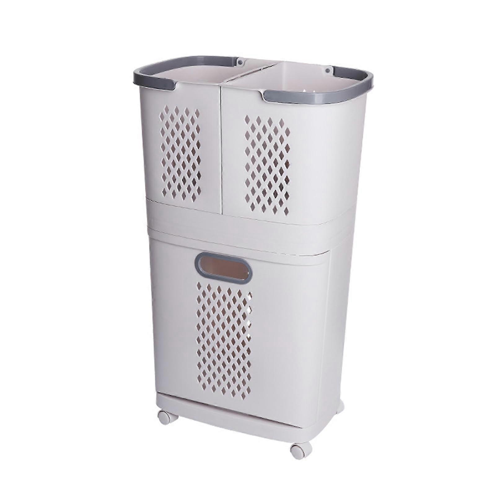 Laundry Basket on Wheels, 3 Section Large Capacity Hamper with Bottom Opening, 360° Easy Mobility