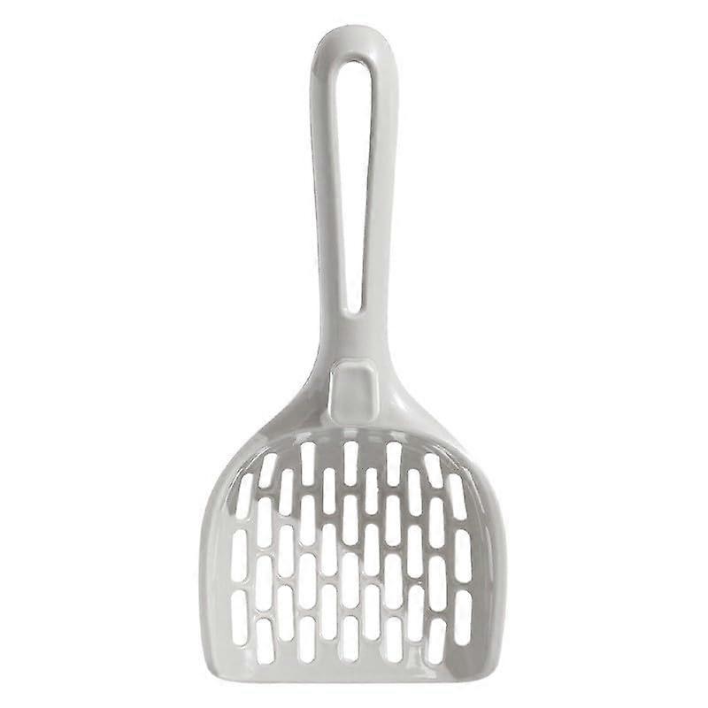 Cat Litter Scoop for Pellets with Wide Slats, Flat Edge, Durable Plastic, Grey One Size