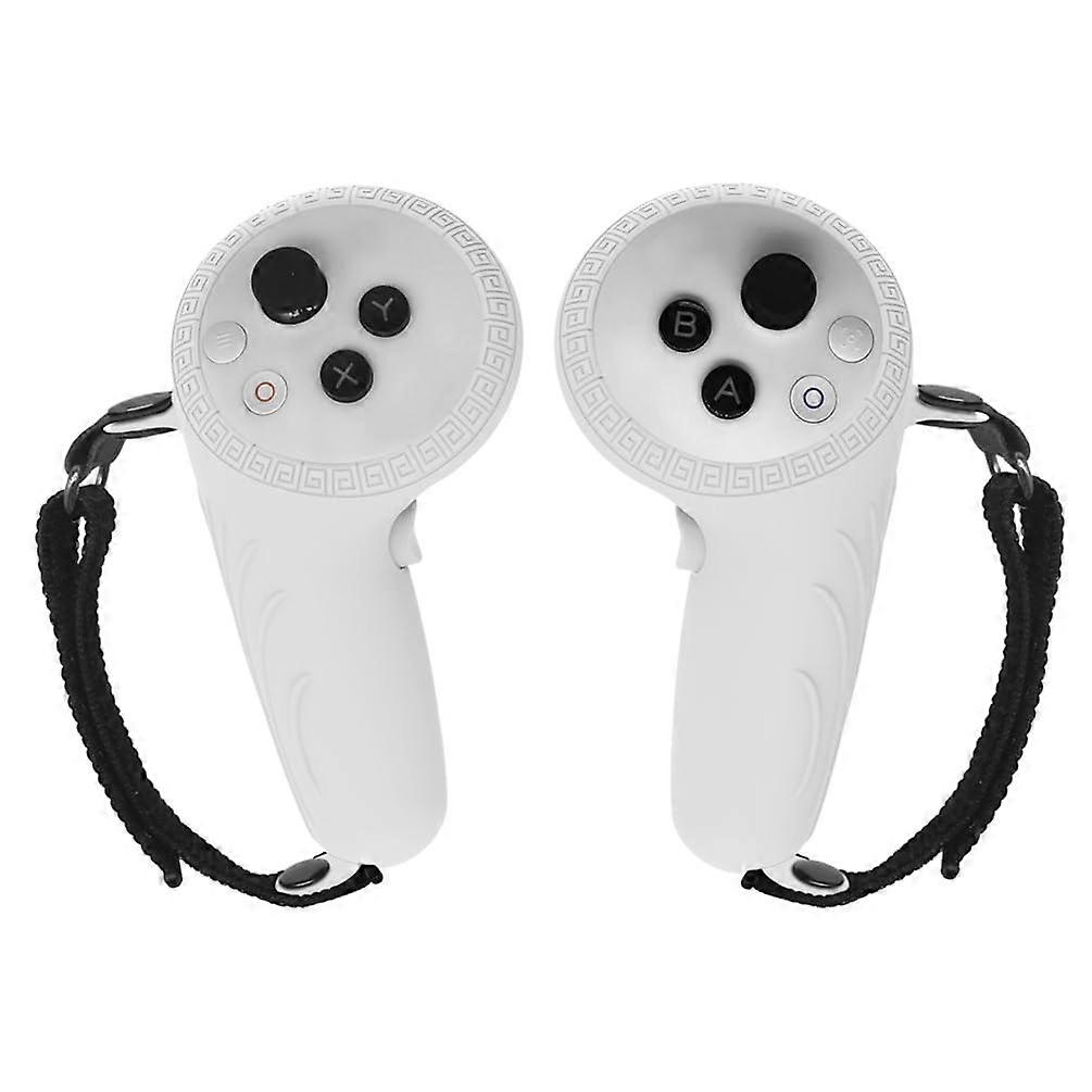 Grip Cover with Silicone Protective Case and Adjustable Knuckle Strap White for Pico 4 Controller