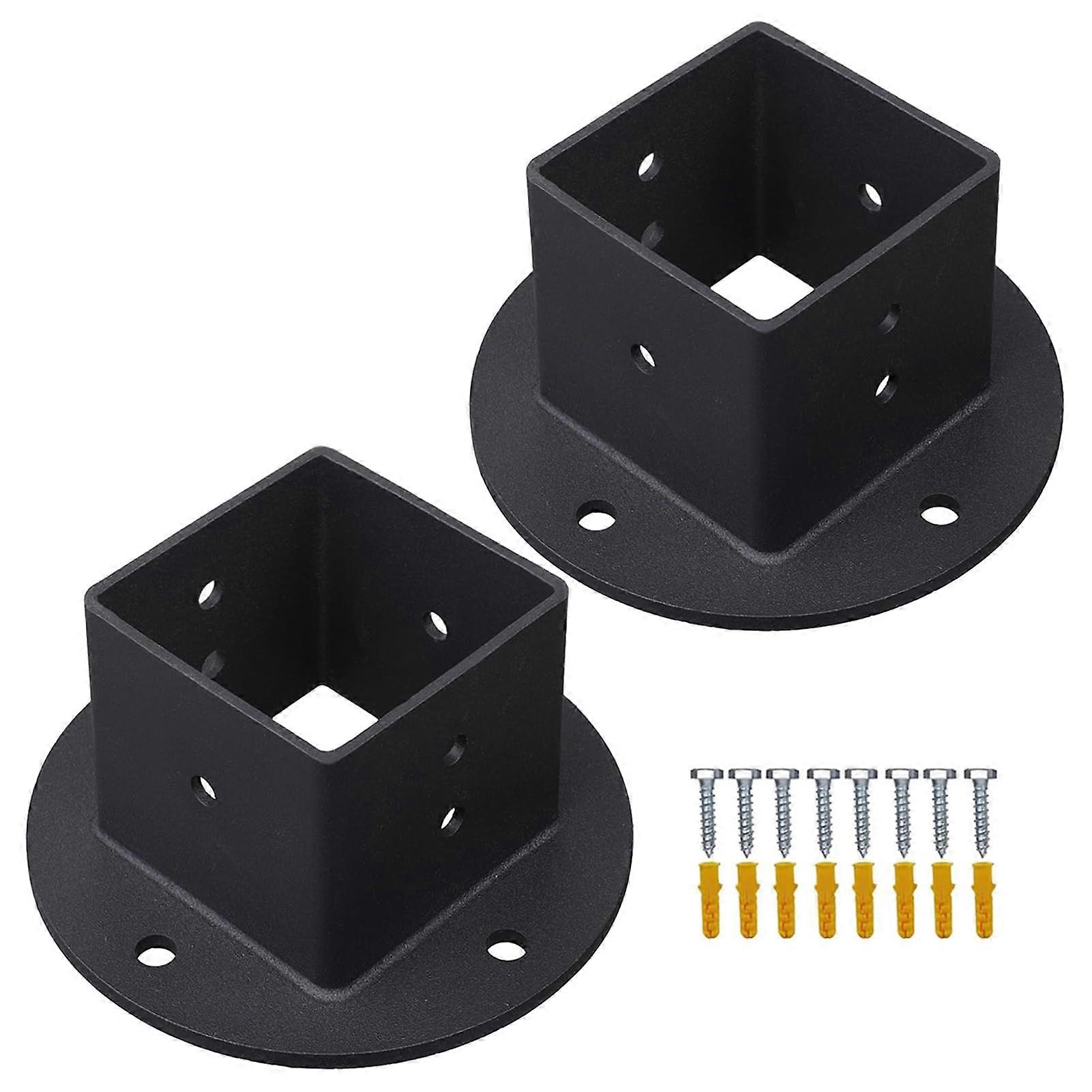 Deck Railing Bracket 2PCS Heavy Duty 2x2 Post Base Square Fence Flange Mount Outdoor Metal Support