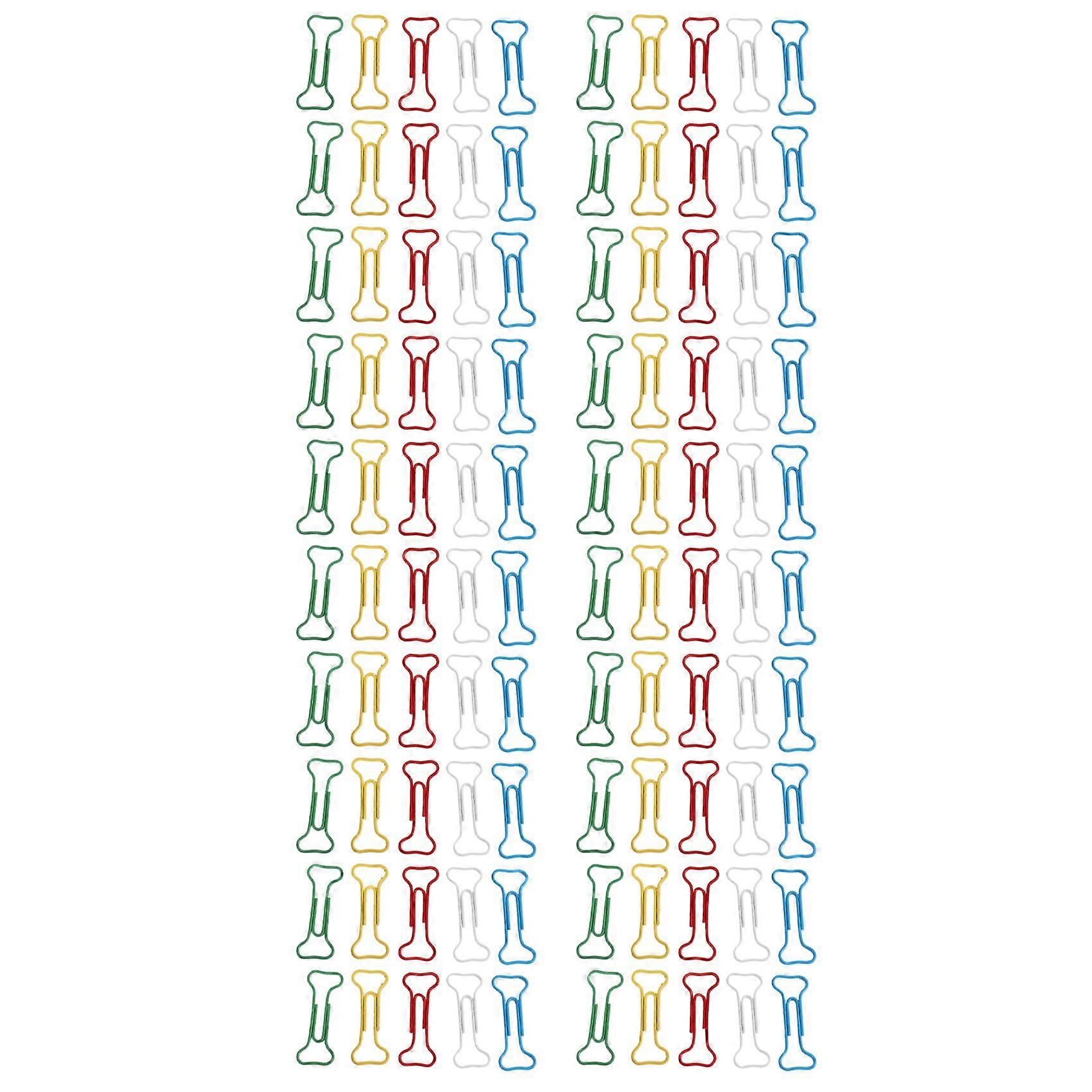 100pcs Bone Shape Multicolor Metal Paper Clips