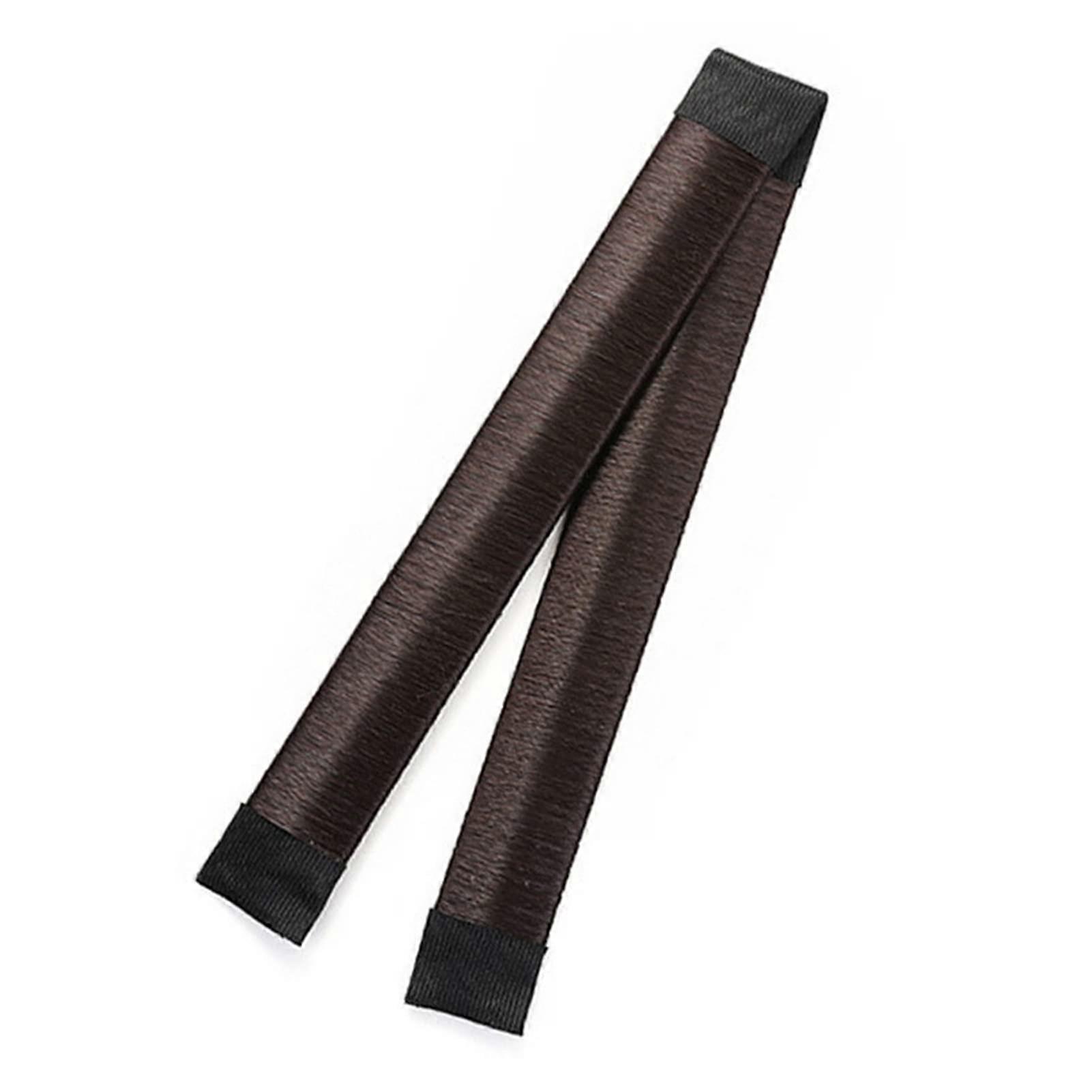 Dark Brown Bun Maker with Secure Snap Closure, Foldable Donut Hair Styling Tool for Quick Updos