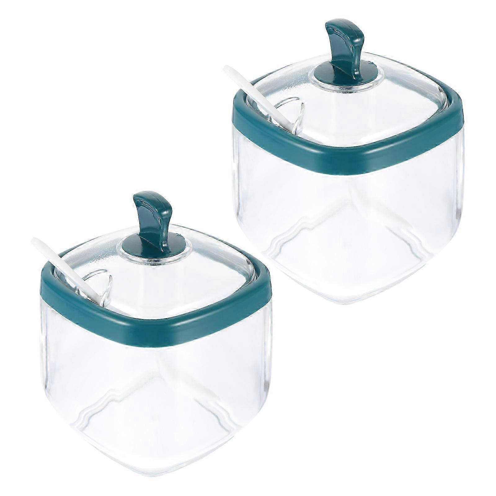 Sugar Jar Spice Jar with Spoon for Cooking 2Sets Transparent