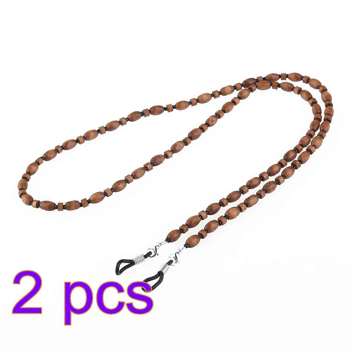 Wood Bead Eyeglasses Chain Holder for Glasses 2Pcs Neck Strap Replacement