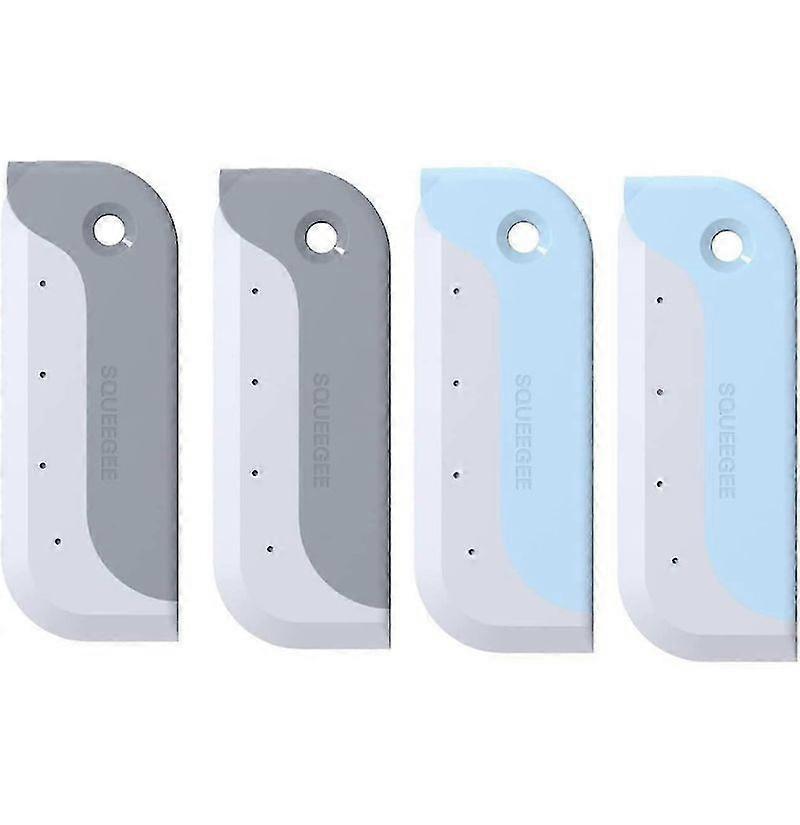 Shower Squeegee,Set of 4 Multi-Function Scraper(Blue/Grey)