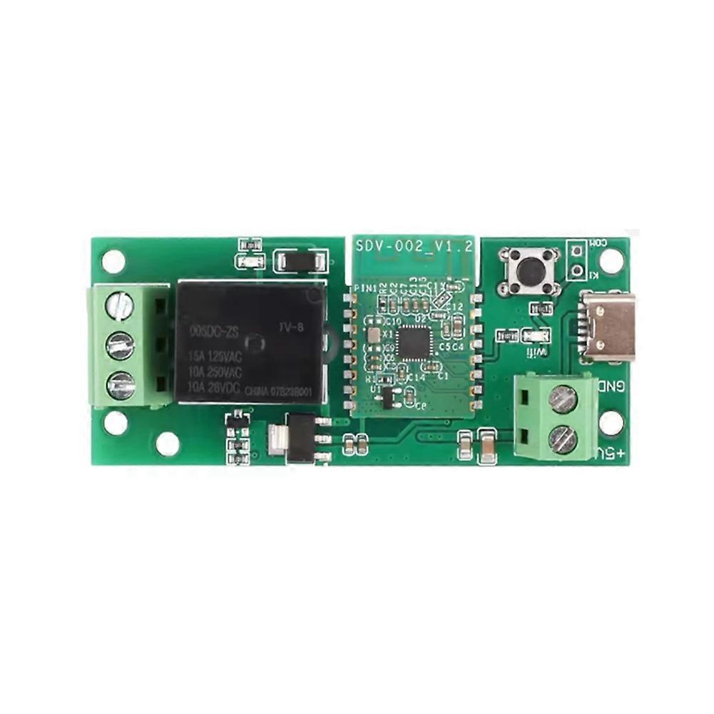 DC5V Single-Channel Bluetooth WiFi Relay Module: Momentary-to-Hold, MicroLink APP Control with Type-C Interface