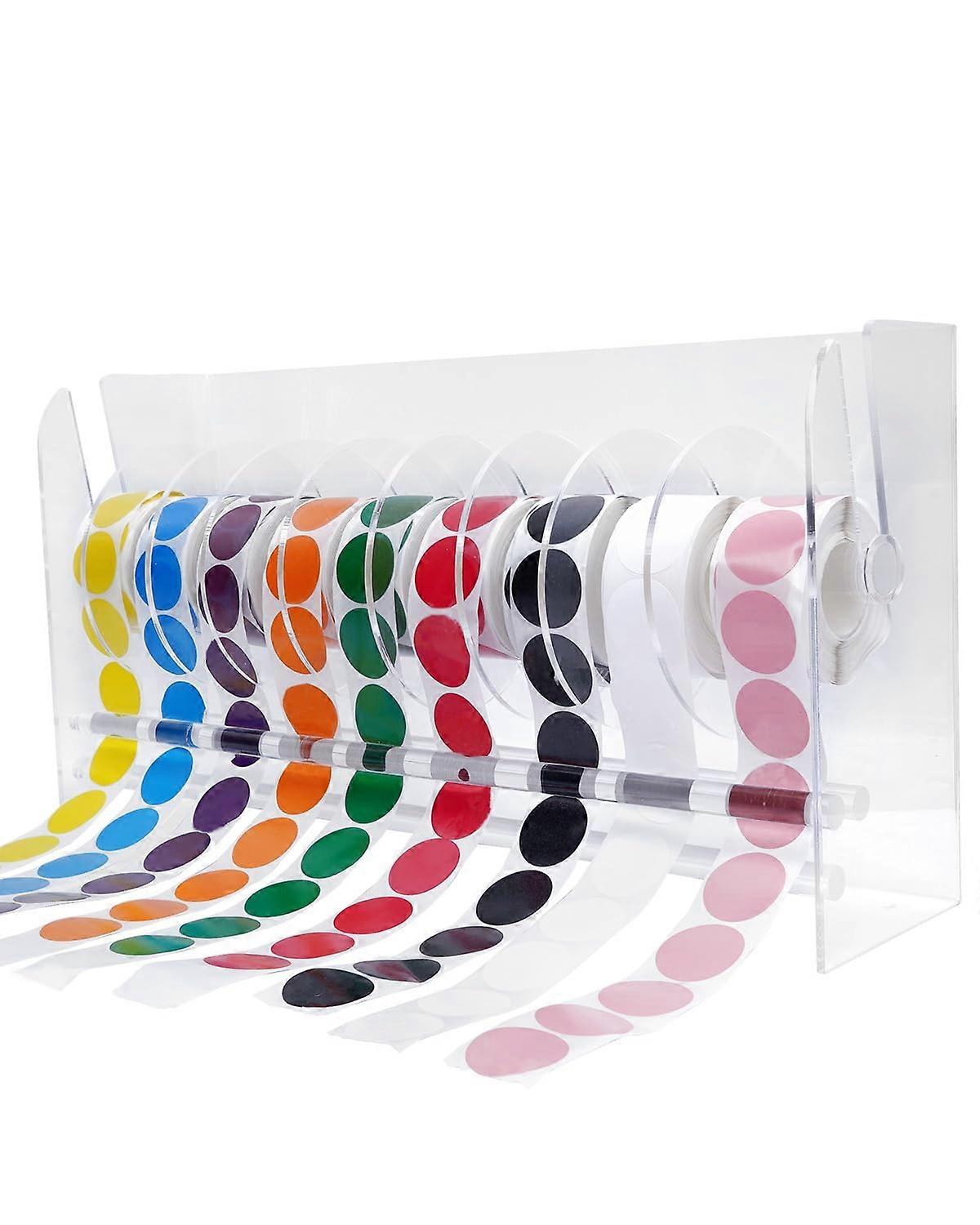 9 Disk Acrylic Sticker Roll Dispenser and Label Organizer with Clear MultiRoll Storage