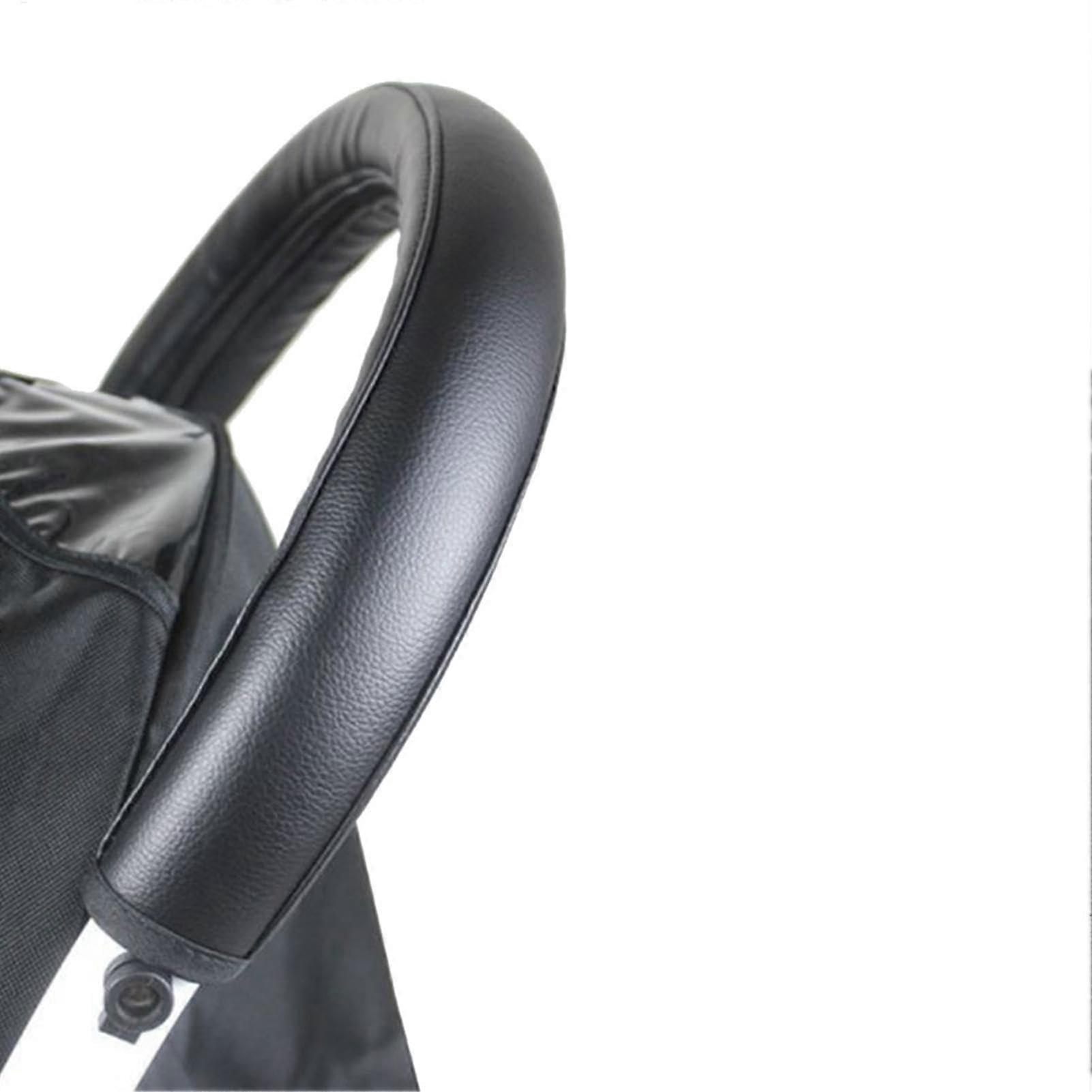 Stroller Handle Cover PU Leather Waterproof NonSlip Grip Zipper Pushchair Armrest Protector