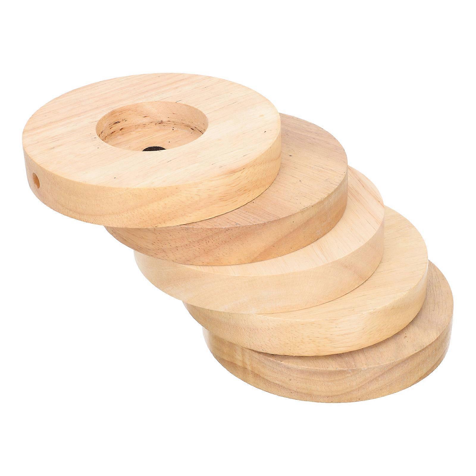 Wooden Lamp Base for Table Lamp Accessories 5Pcs Round Solid Wood Bases