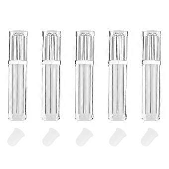 Lip Balm Tube Acrylic Lip Tubes for Storage Use 5Pcs Square with Silver Lid