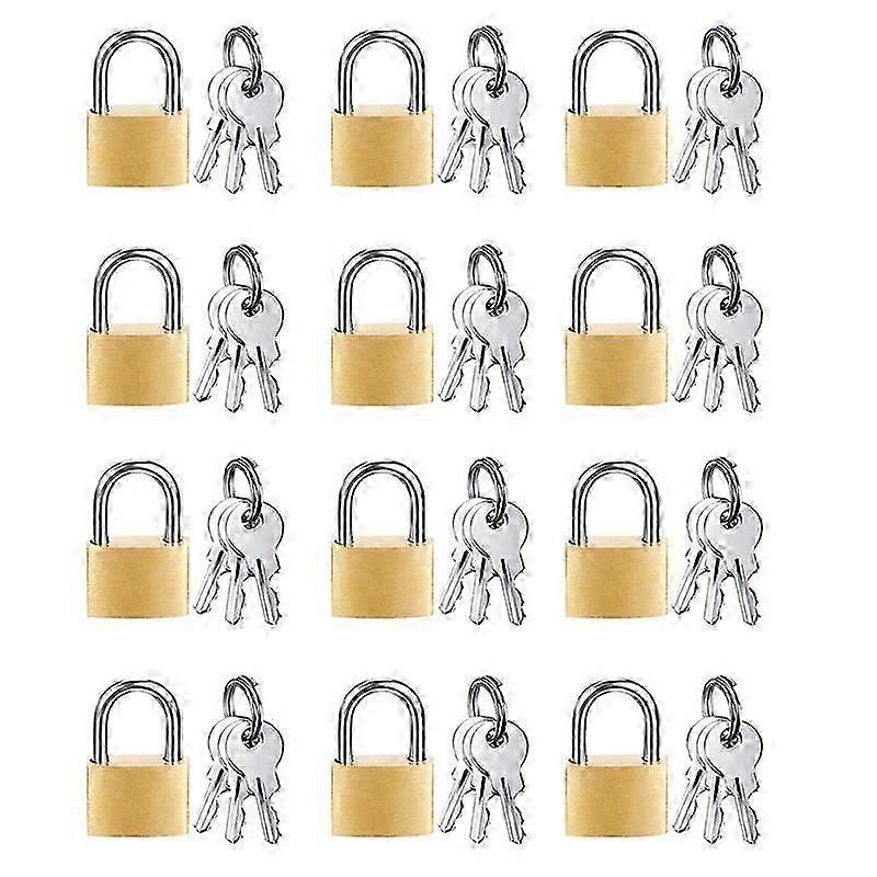 12 Pack Mini Padlock Small Padlock Solid Brass Locks with 3 Key