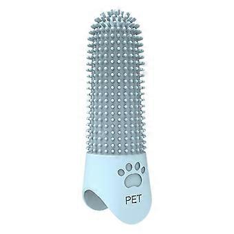 Dog Toothbrush with Soft Silicone Bristles, 360° Dental Cleaning for Dogs and Puppies, Blue