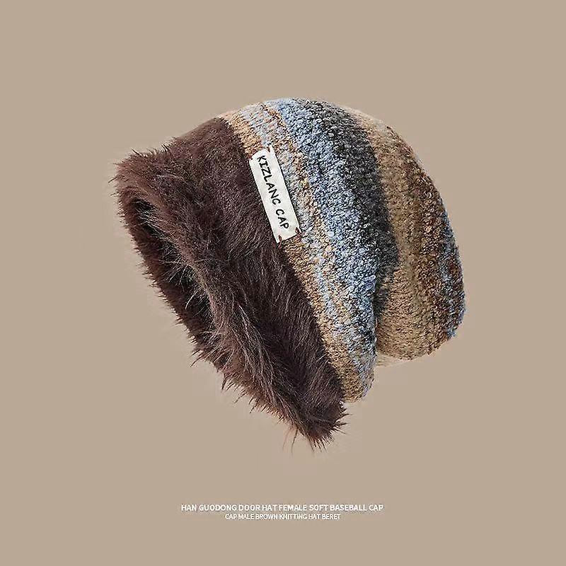 Women's Knit Hat Winter Warm Large Head Circumference Wool Cold Cap