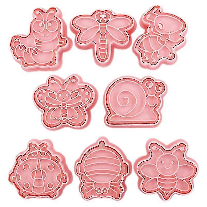 8Pcs Biscuit Mold Flexible Quick Release PP Insect Shape DIY Baking Mold Kitchen Tool