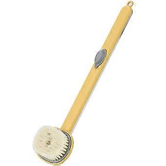 Long Handle Bath Brush with Builtin Soap Dispenser for Wet or Dry Back Scrubbing, Yellow