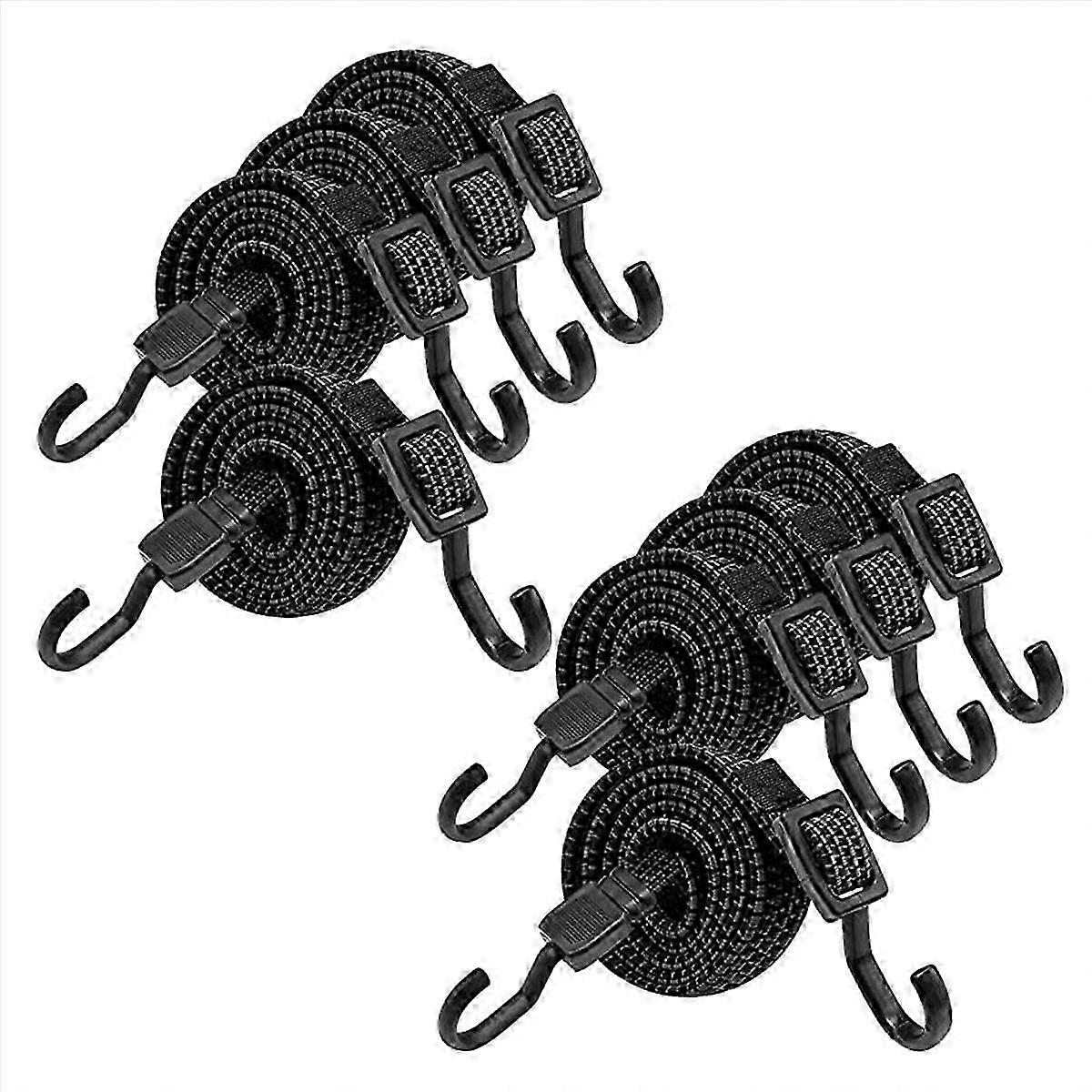 Bungee with Hooks,8Pcs Expanders with Hooks,100cm Adjustable Elastic Strap compatible with Bicycle Carriers,Moto
