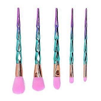 Set de brochas de maquillaje con mango de cristal, cerdas de nailon de alta calidad, suaves y sedosas, densas y que no se desprenden fácilmente. Cerdas elásticas y suaves para la base de maquillaje del rostro.