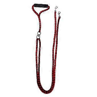 SHVY-1 Stück Hundehalsband-Führleine, doppelköpfig, handgeflochten, Outdoor-Hundeleine für Haustiere (Schwarz + Rot, Größe 145 x 15 x 3 cm)